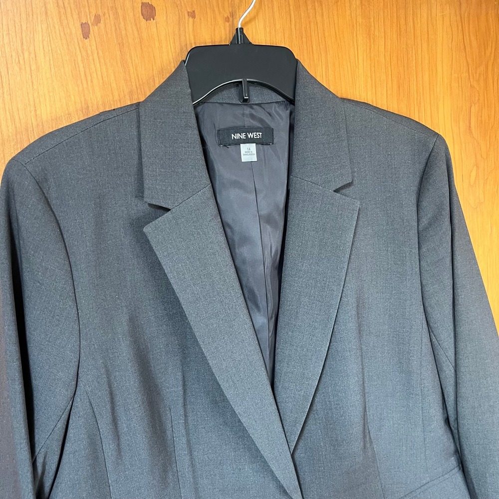 NWT Nine West Women's Gray Granite‎ Stretch Blazer Suit Jacket US 14 - Picture 3 of 16